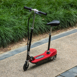 HOMCOM Kids Foldable Electric Scooter 120W with Adjustable Seat, Hand Brake & Kickstand – Ages 7–12, Red