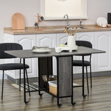 Mobile Drop Leaf Extendable Kitchen Table with Wheels – Space-Saving Dining Table, Seats up to 6