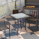 Outsunny Square Glass Bistro Table with Metal Frame – Kitchen, Bar and Breakfast Dining Table, 68.5 x 84 cm