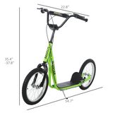 Kids Balance Scooter with Adjustable Handlebar, Anti-Slip Deck and Inflatable Wheels, Light Green