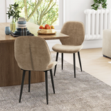 HOMCOM Upholstered Dining Chairs Set of 2 with Padded Seat & Metal Legs – Brown