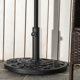Outsunny Half Round Parasol Base with Flower Engraving – 10kg Weighted Umbrella Stand for Balcony, Black