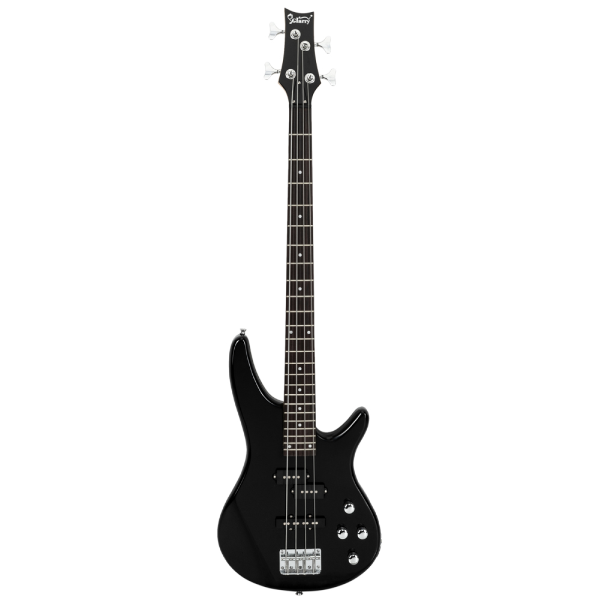 GIB Electric Bass Guitar, Full Size 4 String with Bag, Strap & Amp Cable – Black