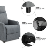 Electric Massage Recliner Chair with 6-Point Vibration & Heat – Home Lounge TV Chair, Light Grey Fabric