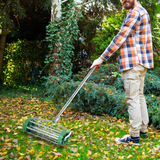 Outsunny Lawn Aerator Roller with Adjustable Handle – Galvanised Steel Spiked Garden Roller, Green/Silver