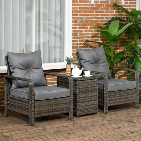 Outsunny Rattan Sofa Set storage table detail