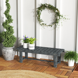 Outsunny 1.1m Outdoor Garden Bench for 2 People – Solid Fir Wood Patio Loveseat with Foot Bar, Grey