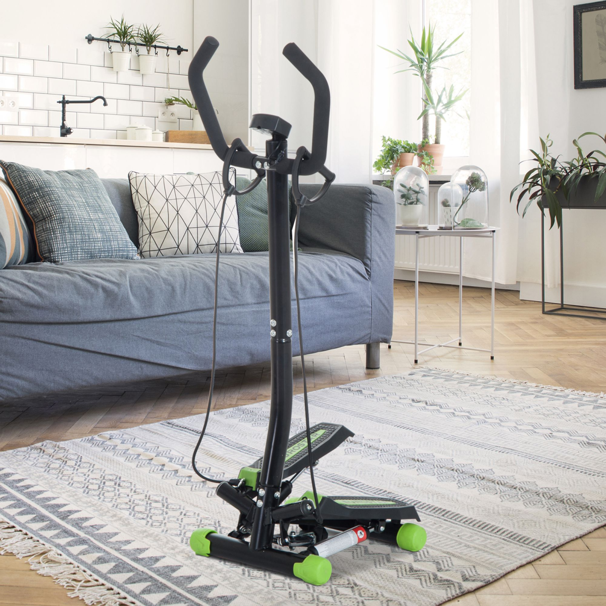 HOMCOM Stepper Machine with Resistance Bands – Heavy-Duty Steel Frame Home Fitness Workout Equipment