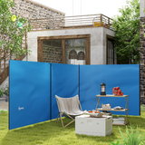 Outsunny Camping Windbreak with Steel Poles & Carry Bag – Portable Wind Blocker Privacy Wall, 540 x 150cm, Blue