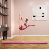 HOMCOM Foldable Gymnastics Balance Beam Trainer, 2.4m Suede Beam with 10cm Wide Top – Home Practice, Pink