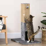 Pawhut 79cm Cat Scratching Post with Dangling Toy & Hidden Bell Toy – Cat Tree Activity Centre, Grey