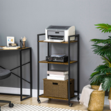 HOMCOM 3-Tier Printer Stand and Utility Cart with Adjustable Shelves – Rolling Storage Trolley