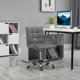 Vinsetto Mid Back PU Leather Office Chair with Armrests and Wheels – Height Adjustable Swivel Desk Chair, Grey
