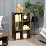 HOMCOM Industrial Style 3-Tier Storage Shelf Bookcase with 6 Open Compartments – Anti-Tip, Rustic Brown