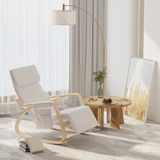 HOMCOM Rocking Recliner Armchair with Adjustable Footrest & Birch Wood Frame – Nursery Chair, Cream White