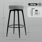 Set of 2 Swivel Bar Stools with Faux Leather Padded Seats & Footrests – Kitchen Counter Stools, Grey