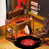 HOMCOM Industrial Gaming Desk with RGB LED Lighting, Charging Station & Monitor Stand – Rustic Brown