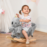 HOMCOM Plush Ride-On Rocking Koala with Sounds & Gloved Doll – Toddler Rocker with Seatbelt, 18-36 Months