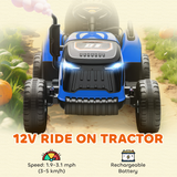 Kids Electric Ride-On Truck with Detachable Trailer & Remote Control, 12V – Construction Car for Ages 3-8, Blue