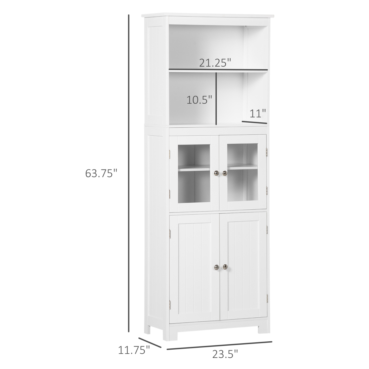 Kitchen Storage Cabinet with Open Shelving & 2-Door Cupboard – Display and Storage for Kitchen or Dining Room