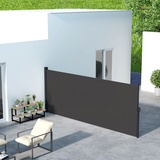 Outsunny Retractable Side Awning Privacy Screen with UV30+ Canopy – 400 x 160cm Patio Wind & Sun Shade, Black