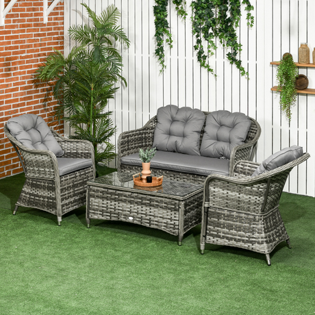 Outsunny rattan sofa and chairs styled in a conservatory