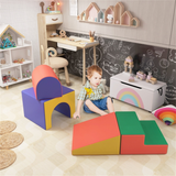 Kids 2-Piece Soft Play Set with Stairs, Ramp, Tunnel & Cuboid – Foam Climbing & Crawling Toy, Ages 1–3