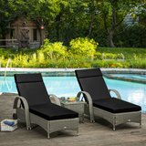 Outsunny Set of 2 Lounger Cushions with Ties, Thick Cotton Filling – Deep Seat Patio Cushions, Black