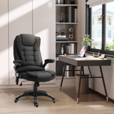 Executive Reclining Office Chair with Heated Massage Points & Relaxing Headrest – 360° Swivel, Black