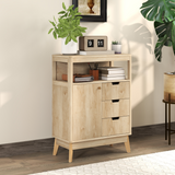 HOMCOM Modern Fluted Sideboard Storage Cabinet with 3 Drawers & Adjustable Shelf – Living Room
