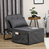 HOMCOM 4-in-1 Folding Sleeper Chair Bed with Pillow & Side Pockets – Space-Saving Spare Bed, Charcoal