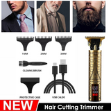 Professional Cordless Hair Clipper with LCD Display, 3 Combs & USB-C Charging – Metal Body Beard Trimmer for Men