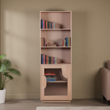 Indus Solid Wood Bookcase with Multiple Shelves – Natural Grain Storage & Display for Living Room or Study