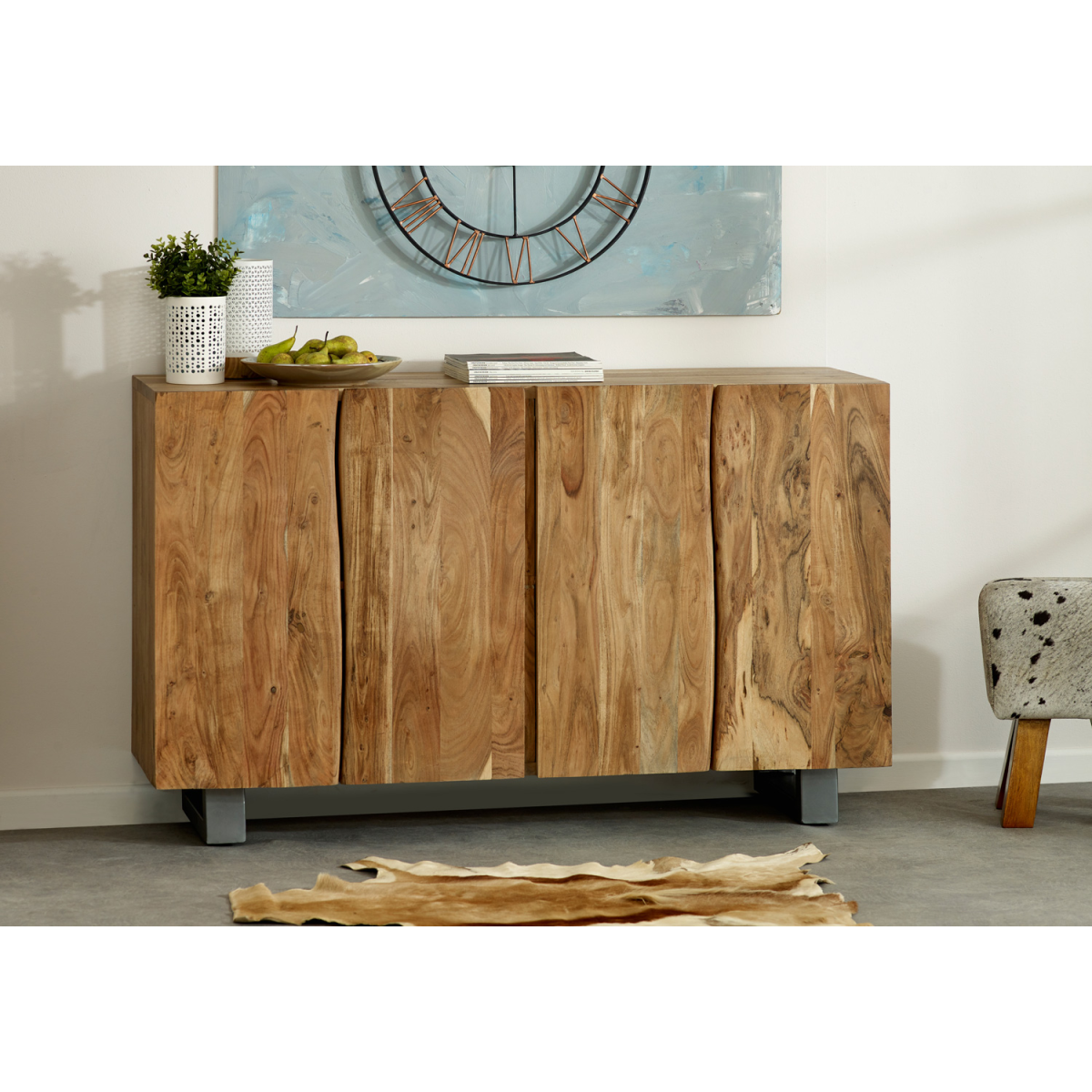 Baltic Live Edge Large Sideboard – Natural Wood Storage Cabinet with Cupboards