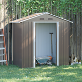 Outsunny 6.5 x 3.5ft Metal Garden Shed with Double Sliding Door and Sloped Roof – Outdoor Storage, Grey