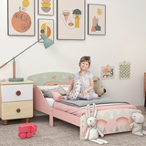 ZONEKIZ Animal Design Toddler Bed Frame with Raised Side Panels – Pink, Ages 3-6