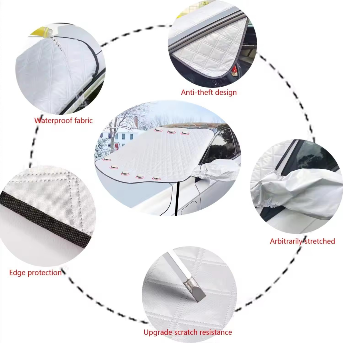 Magnetic Car Windscreen Cover with 9 Magnets & Mirror Covers – Frost, Ice, Snow & Sun Protector, Silver