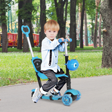 HOMCOM 5-in-1 Kids Kick Scooter with 3 Wheels, Removable Seat and Lean-to-Steer – Ages 1-8 Toddler Walker