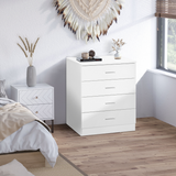 HOMCOM 4-Drawer Vertical Chest of Drawers with Metal Rails & Anti-Tip Kit – Bedroom Clothes Storage
