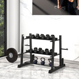 SPORTNOW 3-Tier Weight Rack for Dumbbells, Kettlebells, Plates & Barbells, 200kg Capacity – Home Gym, Black