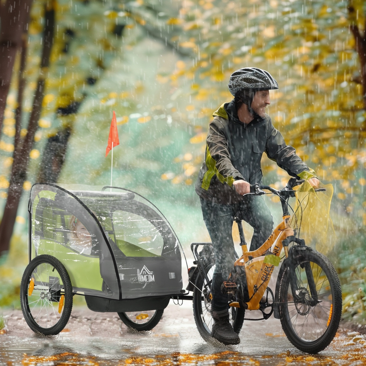 HOMCOM Baby Bike Trailer Cover – Waterproof Transparent Bicycle Trailer Storage Cover, Foldable, Clear