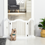 PawHut 3-Panel Freestanding Wooden Dog Gate with Support Feet – Foldable Safety Barrier for Small Dogs, White