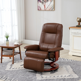 HOMCOM Office Recliner Chair with 145° Reclining Back, Manual Footrest & 360° Swivel – PU Leather, Brown