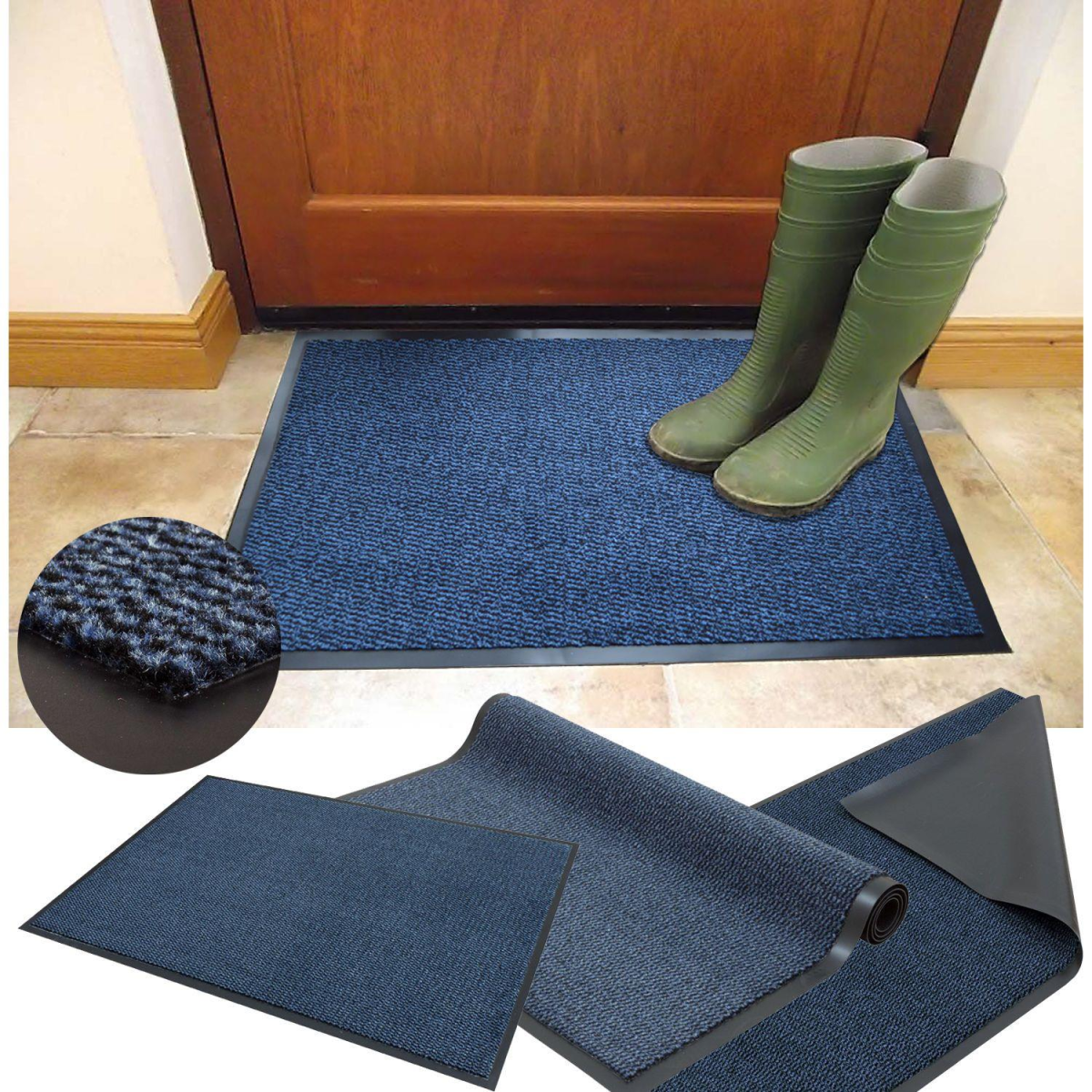 Barrier Mat with Non-Slip Nitrile Backing, 90 x 150cm – Dirt Trapping Entrance Door Mat Runner