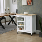 HOMCOM Kitchen Island Cart with Drawer, Cabinet, 3-Tier Open Shelves & Towel Rack – White