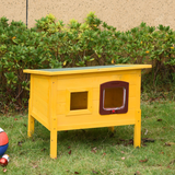 Pawhut Wooden Outdoor Cat House with Openable Roof, Lockable Door and Detachable Legs – Waterproof Garden Shelter