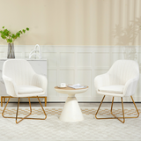 HOMCOM Cashmere-Feel Accent Armchairs with Steel Legs – Set of 2 Living Room Chairs, Cream White
