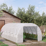 Outsunny 6 x 3 x 2m Walk-In Polytunnel Greenhouse with Galvanised Steel Frame and Roll-Up Windows