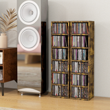 HOMCOM Set of 2 CD & Media Tower Racks with Adjustable Shelves – DVD & Games Storage, Rustic Brown