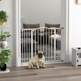 PawHut Adjustable Metal Pet Gate, 74–100cm Safety Barrier with Auto-Close Door – Dog Stair Gate, White